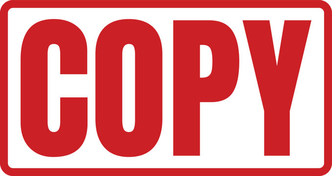 Bold red stamp icon that says copy in large block lettering for document office marking needs