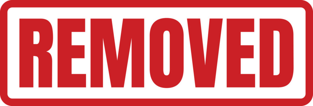 Red rectangular rubber stamp mark with the word removed written in bold capital block letters