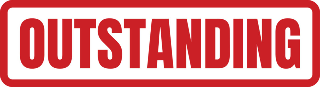 Professional red stamp graphic with the word outstanding for performance evaluation and excellence award recognition