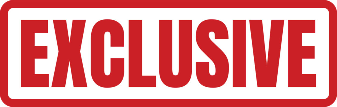 Red rectangular stamp showing the word exclusive printed in bold block capital letters for official documents