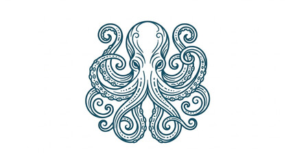 Stylized illustration of a blue octopus with swirling tentacles. © Rapli