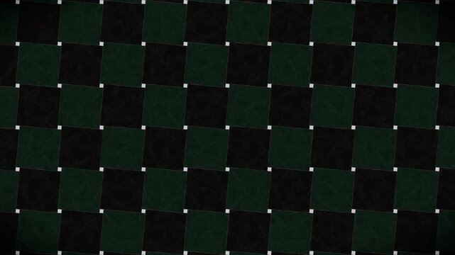 Abstract pattern background, dark green and black marble textured square tiles in a checkerboard grid, a seamless loop video background