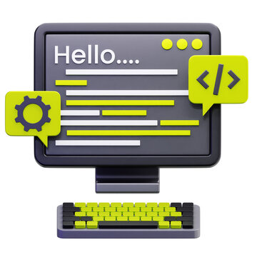 3D Computer Coding Interface Illustration