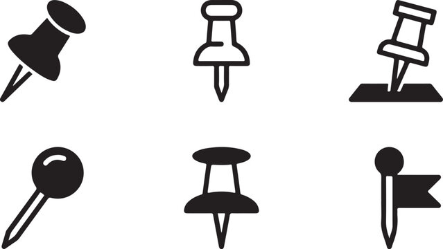 Six different push pins with various designs and styles Vector