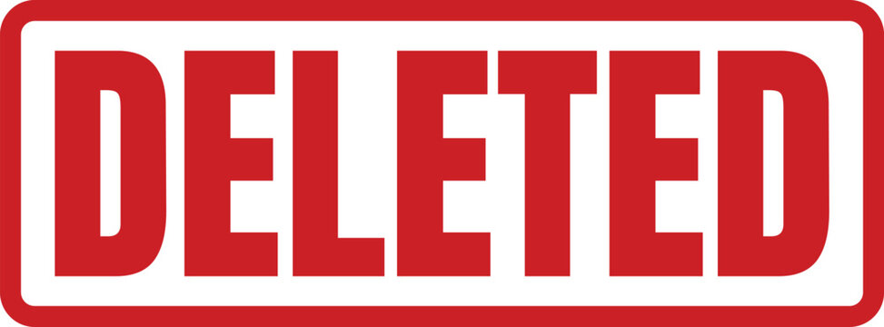 A bold red rubber stamp graphic displaying the status of deleted for important document editing