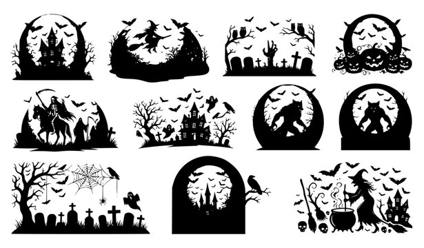 Halloween Horror Black Vector T-Shirt Graphic Collection