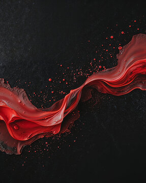 Modern red fluid art wallpaper background displaying glossy acrylic splash movement with dramatic black contrast for premium abstract compositions