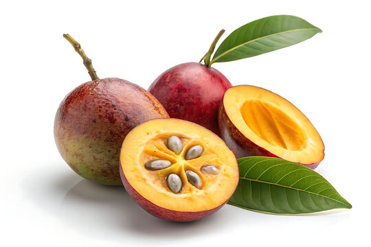 Exotic mangaba fruit isolated on white background, professional food photography