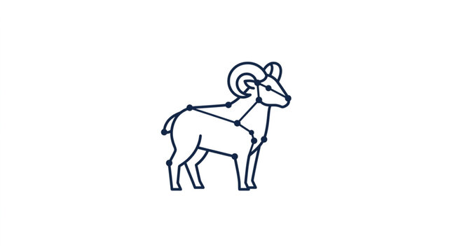 Stylized Ram Silhouette with Large Curved Horns.
