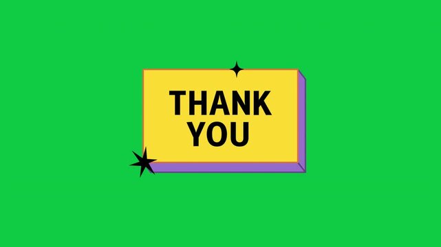 Yellow Rectangle Thank You Greeting Badge Animation