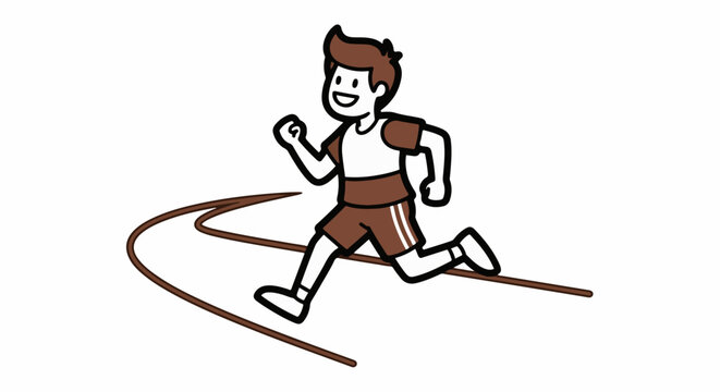 Cartoon illustration of a young runner in motion.