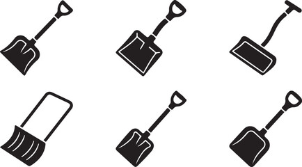 Six different shovel and snow shovel icons set Vector © Runa