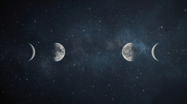 Crescent moon half moon moon phases night sky star field celestial calm