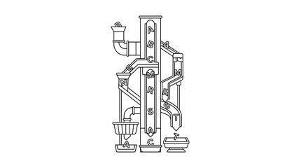 Obraz premium Abstract Lettering Flow Diagram Illustration