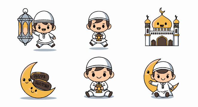 Muslim boy in white outfit.