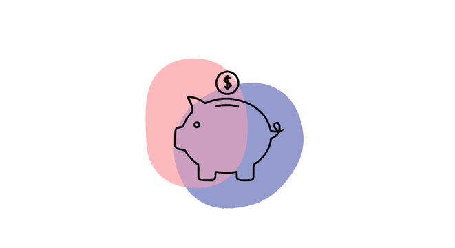 Piggy bank with coin on top.