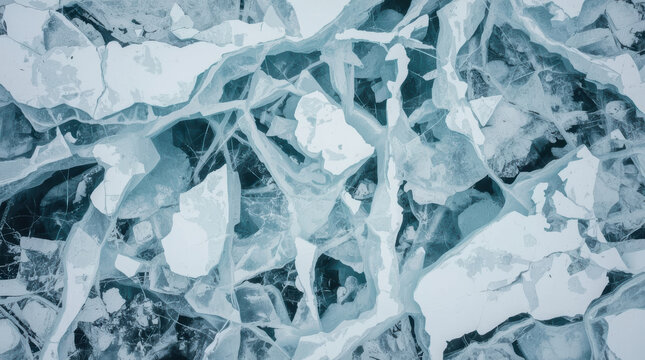 Frozen lake ice pattern abstract aerial view serene texture
