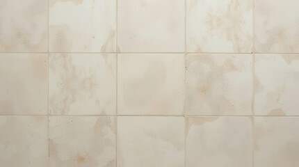 Fototapeta premium Soft beige ceramic tile wall with subtle stains and minimal texture