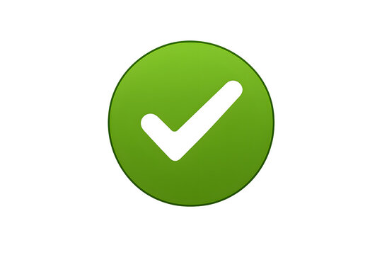 Green circle check mark icon for approval labels, confirmation signs, verified symbols, and graphic design overlays
