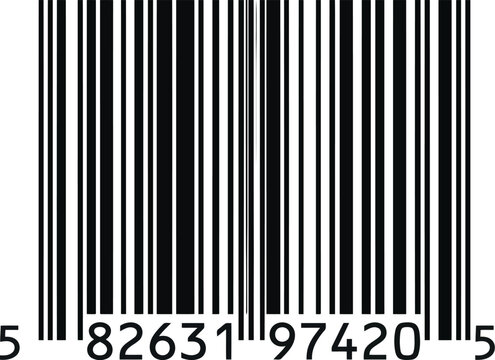 Close Up of Product Barcode Label with Black and White Vertical Stripes on White Background
