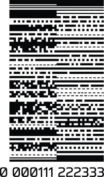 Abstract Black and White Digital Glitch Pattern with Binary Code and Barcode Texture