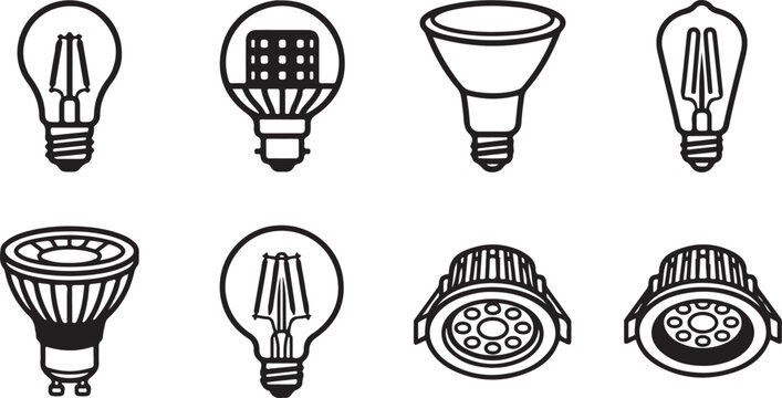 Assorted classic and modern light bulb types illustration Vector