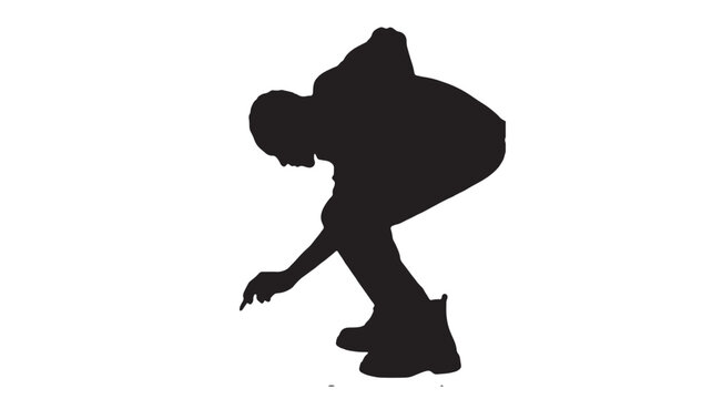 Person Bending Over Silhouette Vector for Industrial UI and Ergonomic Infographics