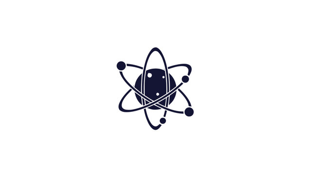 Simple Illustration of an Atom with Orbiting Electrons, Isolated.
