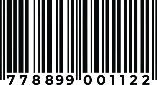 Black and white barcode label isolated on white background, retail product identification and scanning code