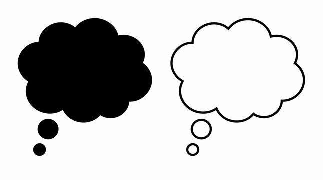 Black and white thought bubbles for design icons