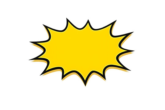 Yellow starburst explosion badge shape with black outline for sale sticker, discount label, price tag, promotion banner and marketing design

