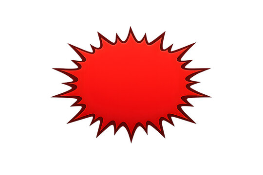 Red starburst badge shape for sale label, discount sticker, promotional tag, price badge, and marketing design on transparent background