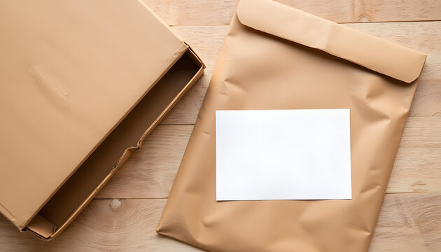 Holiday kraft paper mailers with blank product label for ecommerce packaging