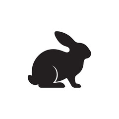 Fototapeta premium Rabbit Side View Silhouette Vector Illustration on White Background