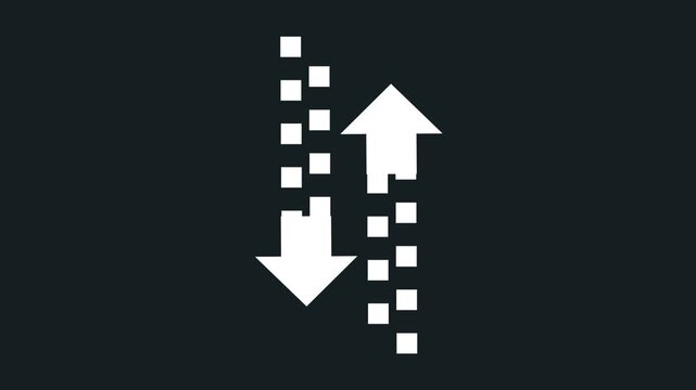 A single upward arrow and downward arrow stacked vertically with dotted trails indicating vertical bidirectional movement