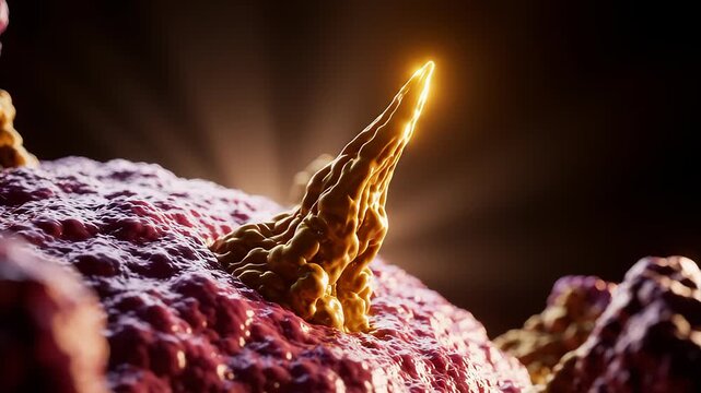 Microscopic view of cellular mutation and growth. Biological process of stem cell differentiation and development under laboratory observation.