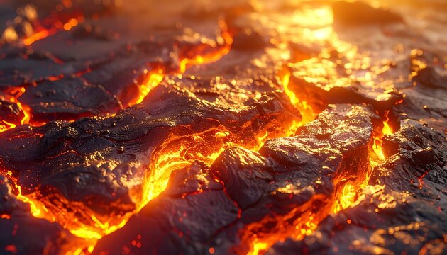 Close-up of burning lava surface.