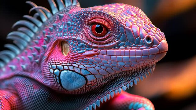 Colorful Iguana Closeup Portrait.