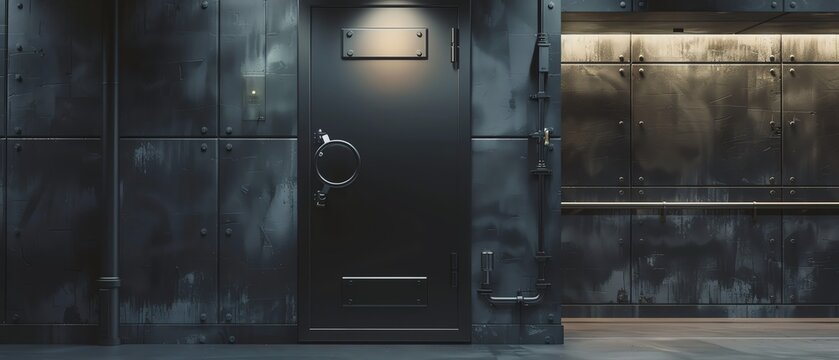 Steel door with modern industrial design.