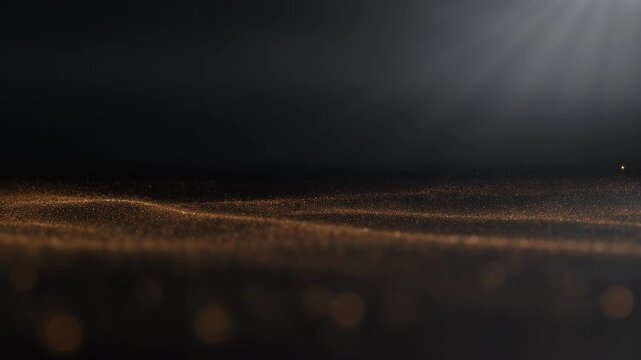 Abstract animation background with dark gold dust wave light glow blur on soft surface, calm elegant texture and particle mood for SEO video title