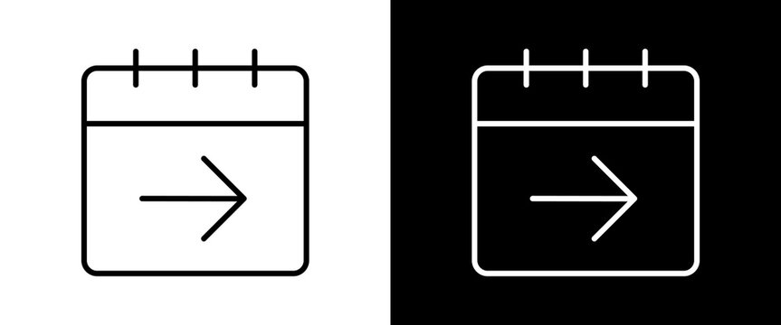 Next Week white and black icon set design	