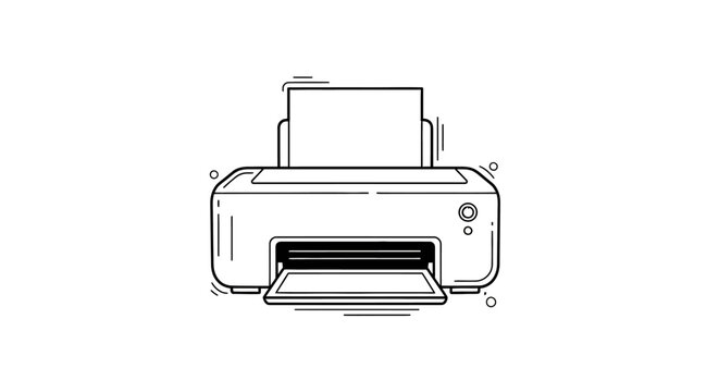 Modern office printer with paper tray and control panel.