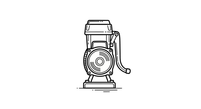Vintage Hand Crank Mechanical Device Illustration.