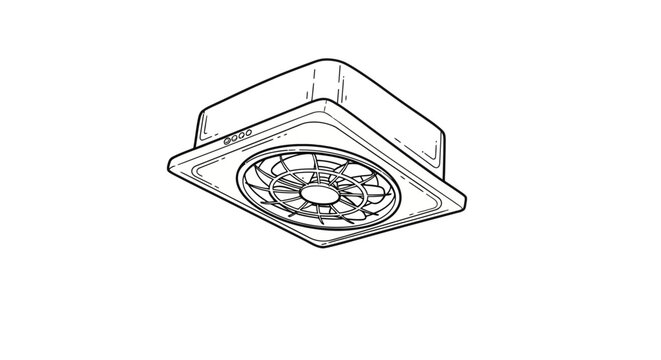 Square ceiling mounted exhaust fan unit.