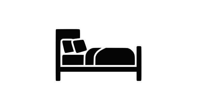 Black silhouette icon of a bed