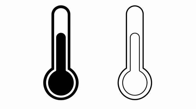 Thermometer Icon Set: Full and Empty Temperature Symbols