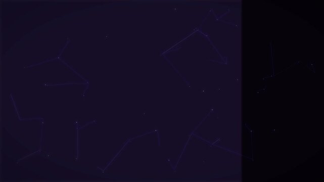 Modern digital background with abstract flowing purple particle network creating dynamic scientific pattern