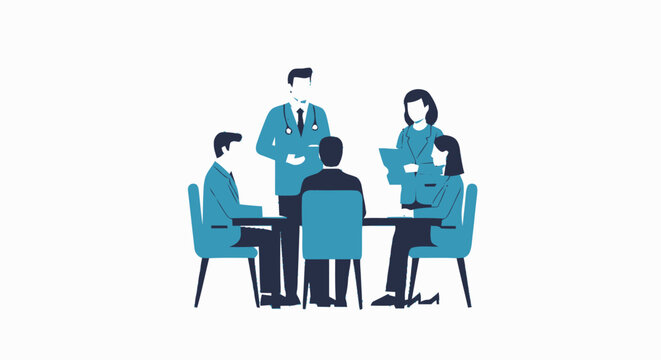 Business Meeting with Four People in Conference Room.