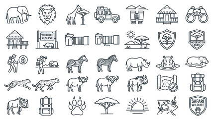 African safari wildlife and national park icons. © muhammad