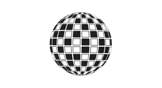 Black and white disco ball object.